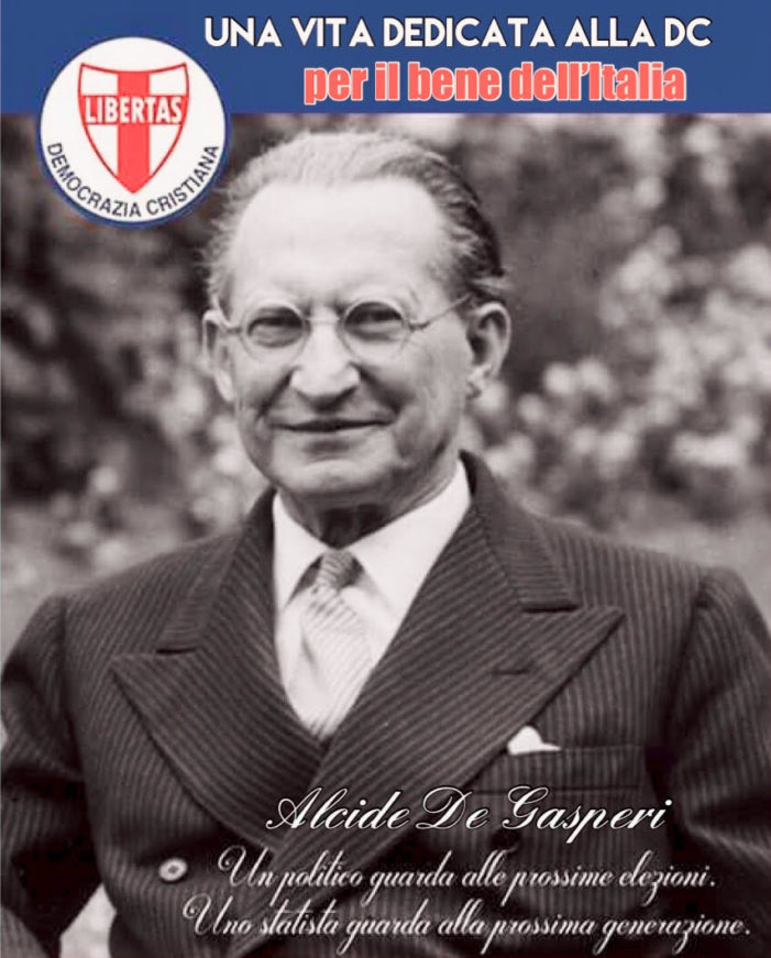 Mercoledì 19 agosto 2020, con inizio alle ore 18.00, convegno telematico organizzato dalla Democrazia Cristiana sul tema: “Alcide De Gasperi, l’antesignano del centrismo politico in Italia”.
