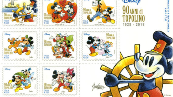 Poste Italiane : festeggia i 90 anni di Topolino con una collezione di francobolli.