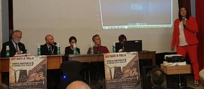 Interessante convegno sull’ambiente a Sant’Agata di Puglia (FG): “Tra centrali termiche, pale eoliche ed agricoltura tradizionale: esempio di ecosostenibilità o bomba ecologica ?”