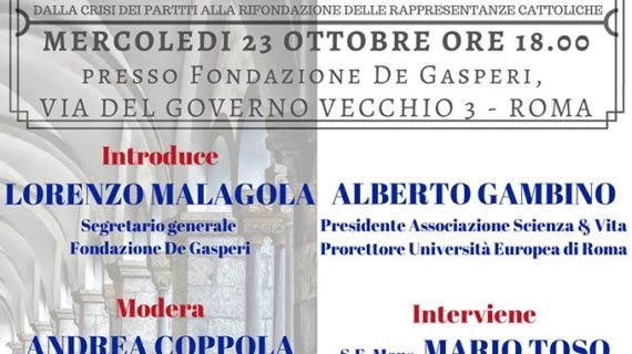 Quest’oggi a Roma si terrà la III Conferenza nazionale sulla crisi dei valori cristiani con un incontro sul tema: “CATTOLICI E POLITICA”.