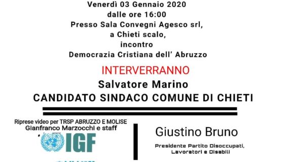 Prosegue intensa l’attività della D.C. a Chieti coordinata dal Segretario comunale per l’organizzazione e lo sviluppo della Democrazia Cristiana di Chieti Salvatore Marino