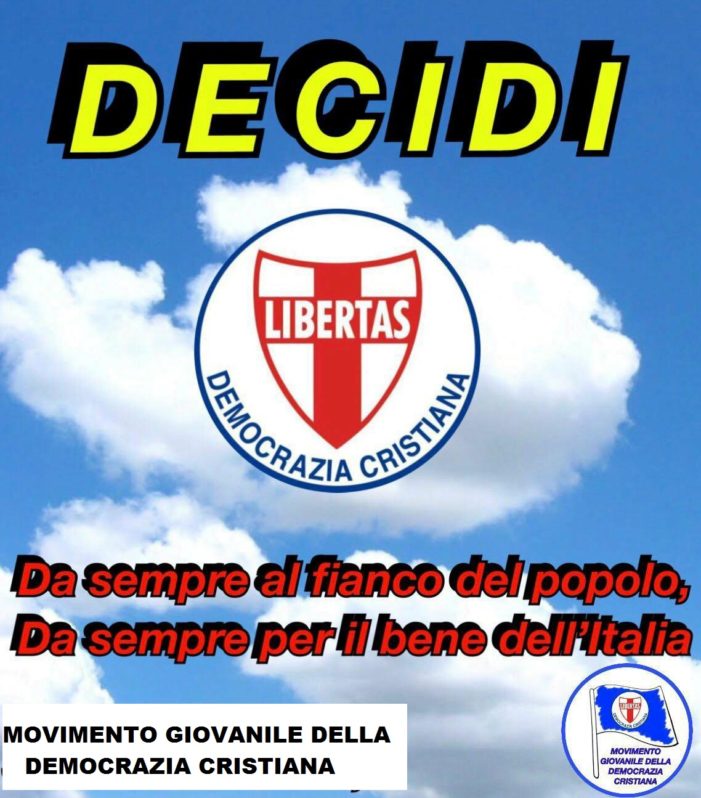 Pressante appello da parte del Movimento Giovanile della Democrazia Cristiana per una riunificazione forte e coesa del partito dello scudocrociato !