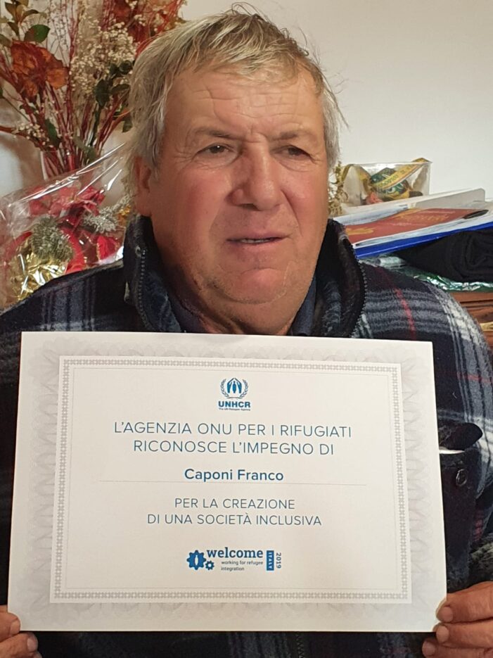 Al Cav. Franco Caponi l’UNHCR “Riconosce l’impegno per la creazione di una società inclusiva”