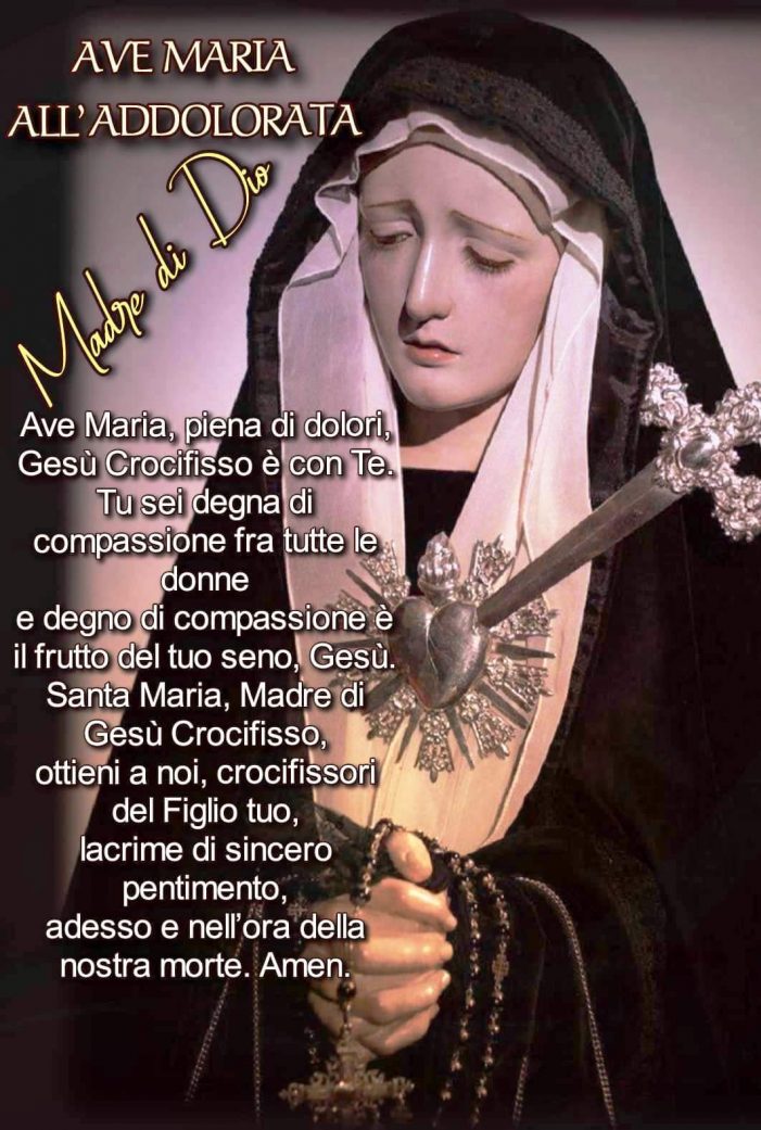 LA MEMORIA DELLA BEATA VERGINE MARIA ADDOLORATA (15 settembre).