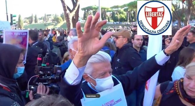 La Democrazia Cristiana contro il “green pass” ! Il fascismo é nei fatti non nelle parole: regaliamo fiori alla polizia antisommossa al Circo Massimo – ottobre 2021