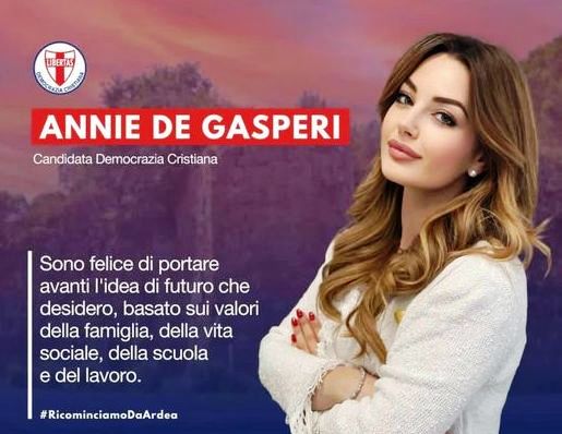 LA DEMOCRAZIA CRISTIANA SCENDE IN CAMPO AD ARDEA (IN PROVINCIA DI ROMA) CON CAPO-LISTA LA GEOMETRA ANNIE DE GASPERI !