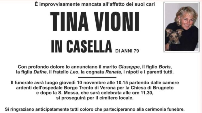 LA PARTECIPAZIONE DI TUTTA LA DEMOCRAZIA CRISTIANA AL DOLORE DEL DIRIGENTE NAZIONALE D.C. DOTT. GIUSEPPE CASELLA (MONTICHIARI/BS) PER LA SCOMPARSA DELLA SUA AMATA CONSORTE.