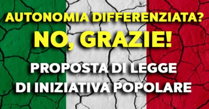 RINVIATA A SABATO 22 APRILE 2023 – A POTENZA – LA PROGRAMMATA MANIFESTAZIONE SU “AUTONOMIA DIFFERENZIATA” DELLA REGIONE BASILICATA !