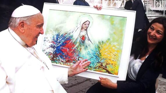 CONSEGNATO A PAPA FRANCESCO IL DIPINTO “MARIA CUORE IMMACOLATO” NEL CORSO DELL’UDIENZA CONCESSA ALL’ARTISTA MAESTRO DI LUCE PIETRA BARRASSO AUTORE DELLA SPLENDIDA ED APPREZZATA OPERA CONSEGNATO A PAPA FRANCESCO IL DIPINTO “MARIA CUORE IMMACOLATO” NEL CORSO DELL’UDIENZA CONCESSA ALL’ARTISTA MAESTRO DI LUCE PIETRA BARRASSO AUTORE DELLA SPLENDIDA ED APPREZZATA OPERA