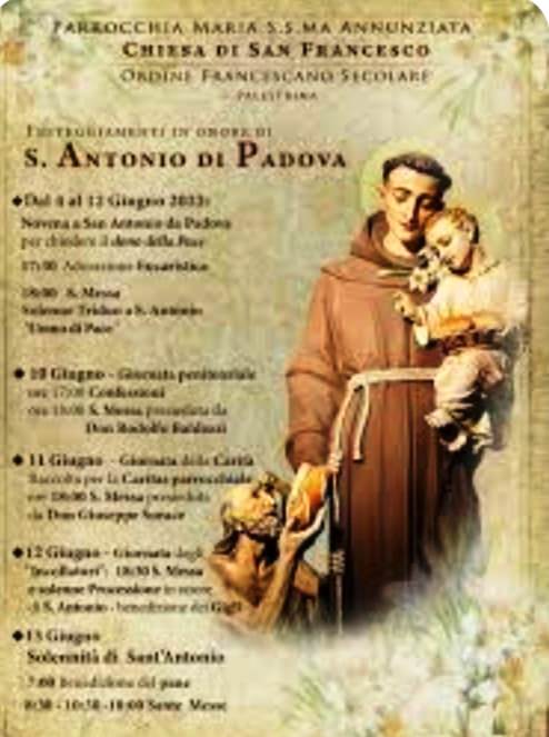 13 GIUGNO 2023: I FESTEGGIAMENTI IN ONORE DI SANT’ANTONIO DI PADOVA !