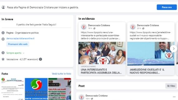 E’ sempre più utile ed interessante poter seguire la pagina ufficiale facebook della Democrazia Cristiana di cui all’indirizzo “https://www.facebook.com/democraziacristianaonlin” !