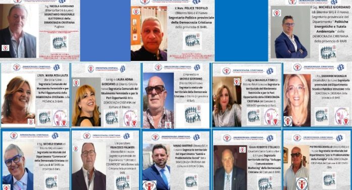 MARTINO NINNO E’ IL NUOVO COORDINATORE POLITICO CITTADINO DELLA DEMOCRAZIA CRISTIANA DI BITONTO (IN PROVINCIA DI BARI)