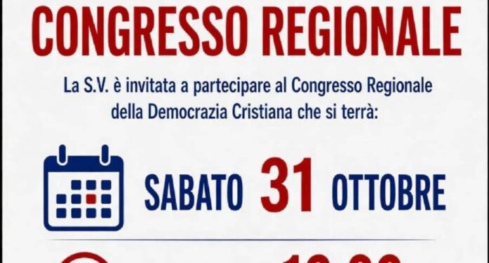 SI “SCALDANO I MOTORI” IN VISTA DELL’ORMAI PROSSIMO XXV° CONGRESSO REGIONALE DELLA DEMOCRAZIA CRISTIANA DELLA REGIONE SICILIA IN PROGRAMMA AD AGRIGENTO SABATO 31 OTTOBRE 2016 (CON INIZIO ALLE ORE 16.00)